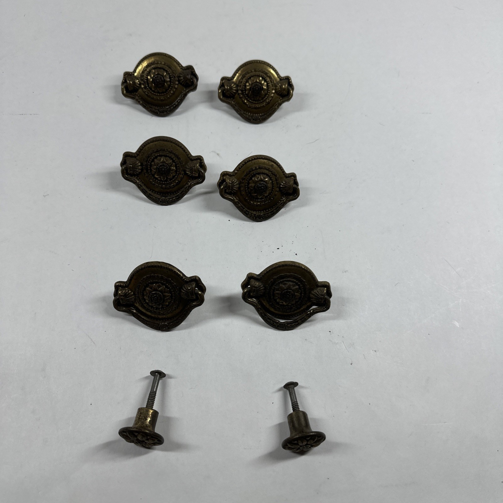 Vintage Metal Drawer Pull Drop Handle Set Of 8