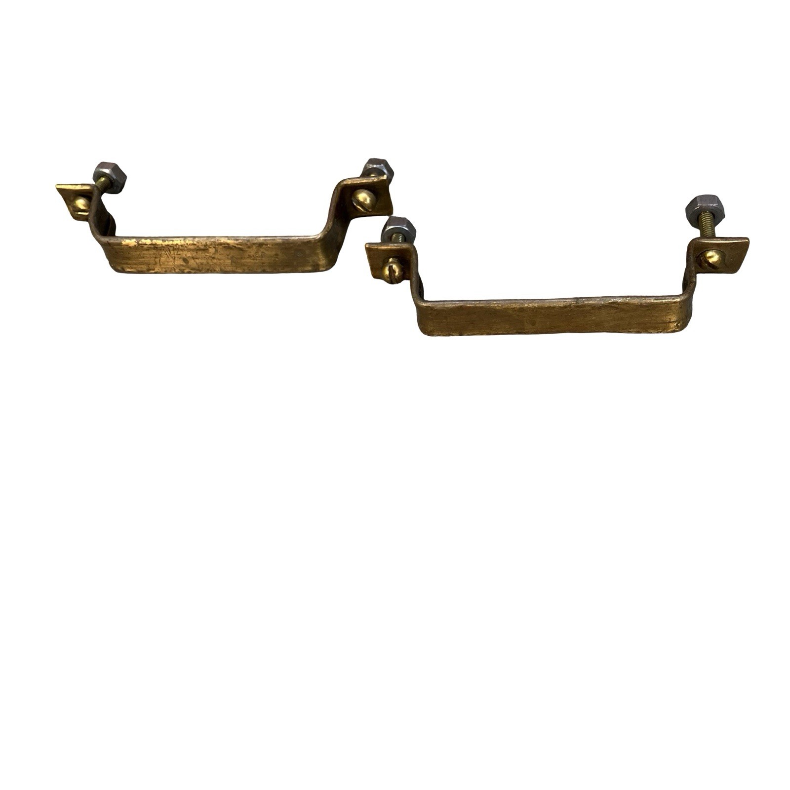 Antique Brass Cabinet Handles Drawer Pulls Door Rectangle Original Screws & Nuts