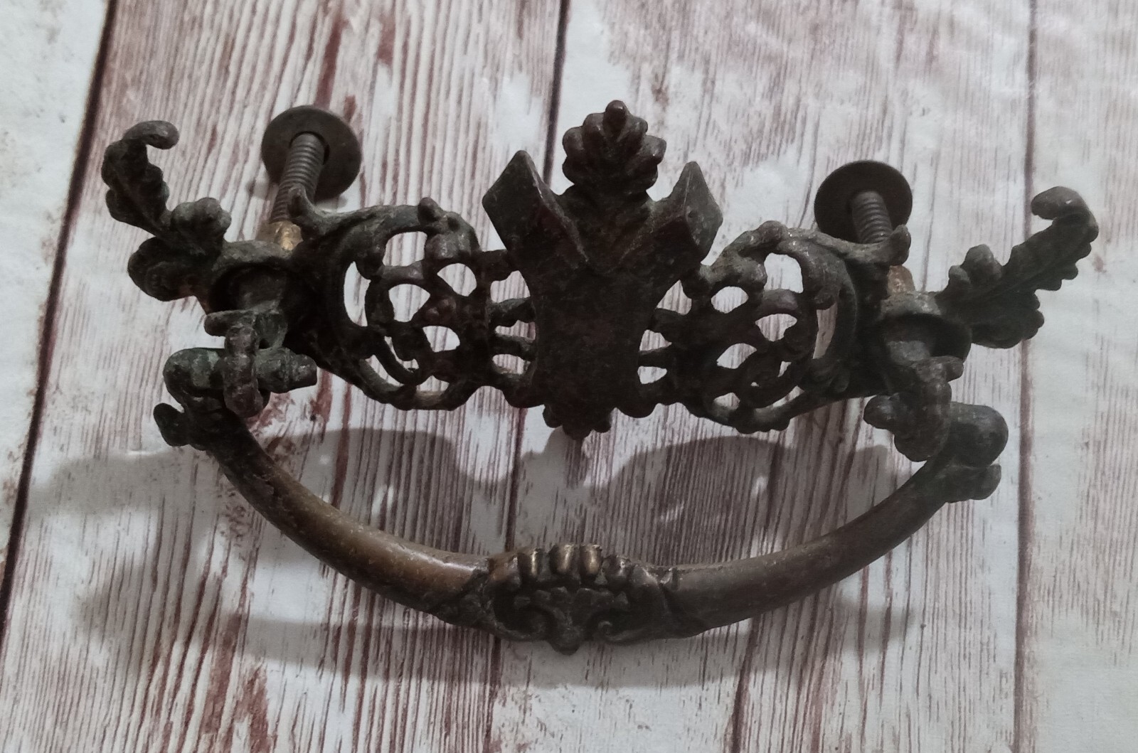 7 Antique Cast Brass Drawer Pulls Drop Bail Victorian Furniture Handle Hardware