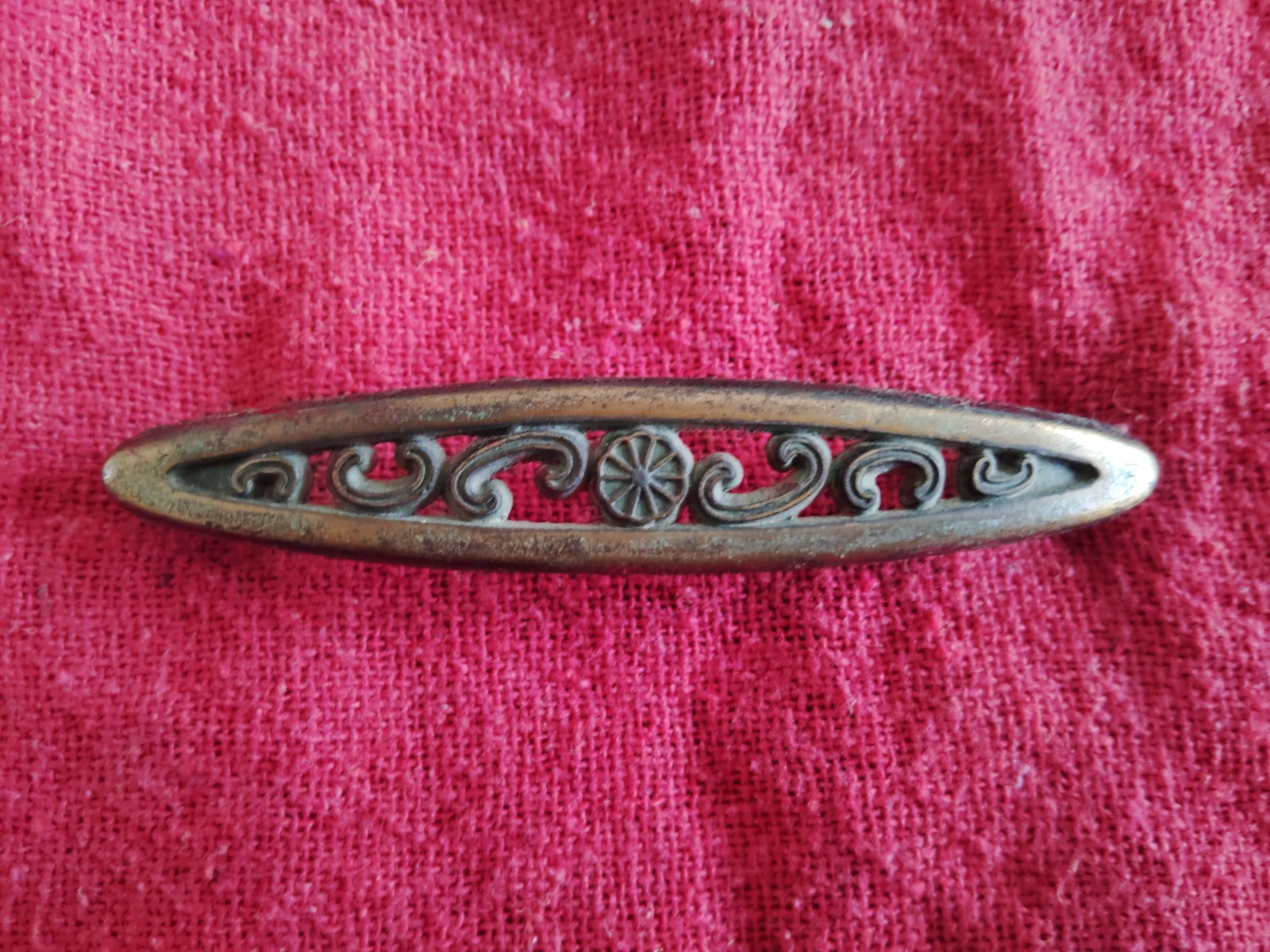 1 Vintage MCM Allison 891 Antique Gold Floral Filigree Pull Handle 3″ OC