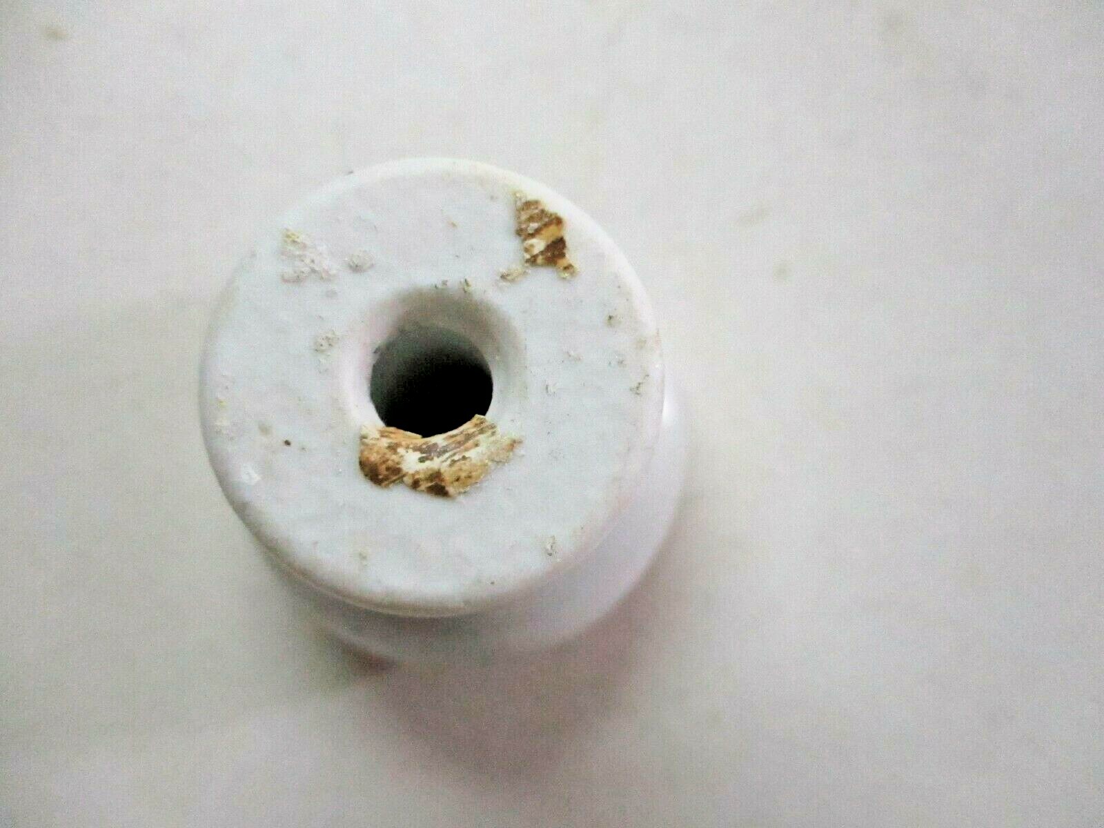 White Porcelain 1920s Mushroom Pull Knob Center Screw Hole 1-3/8″ Antique 1