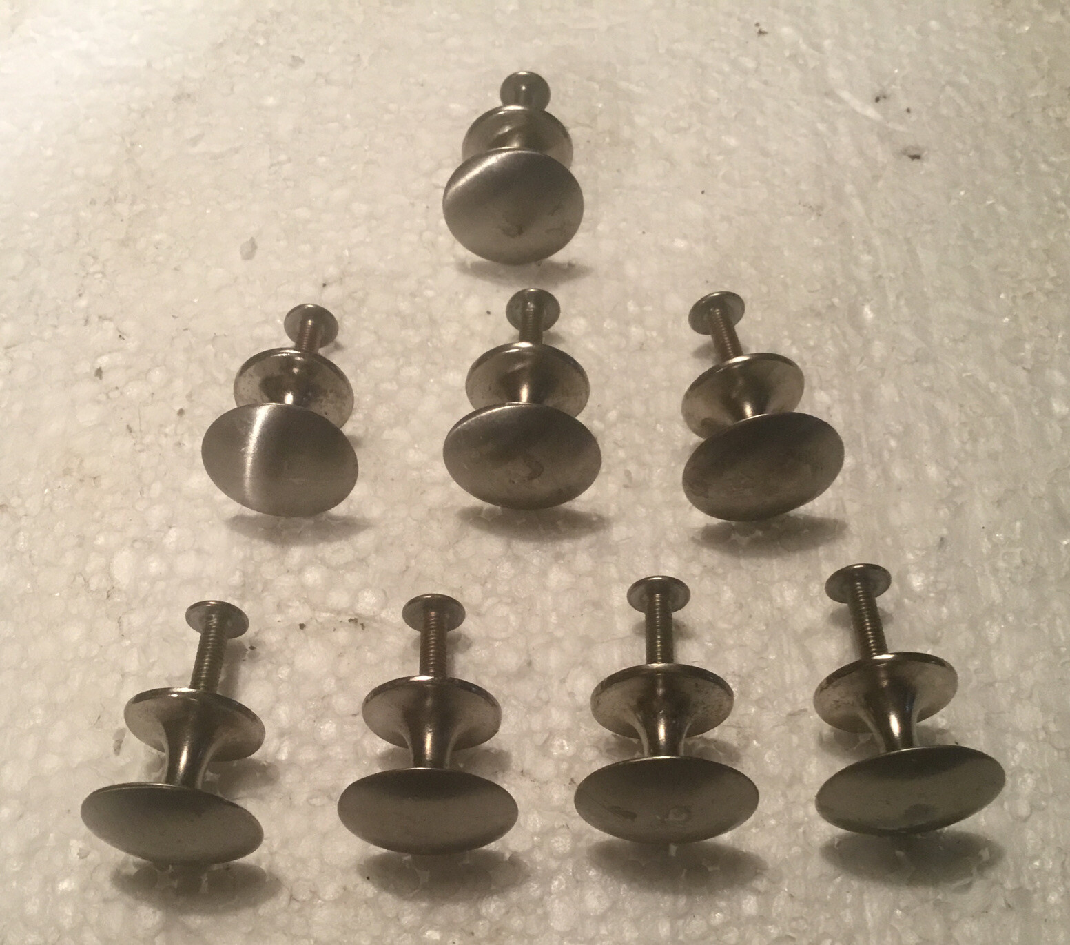 8 Brushed Nickel 3/4” Diameter Single Screw Mount Draw Pulls Handles Knobs