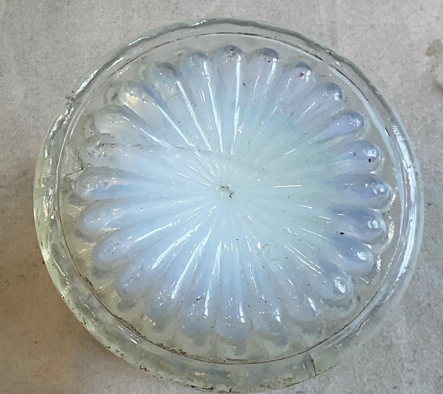 Antique Opalescent Glass Drawer Pull, Knobs – set of 5