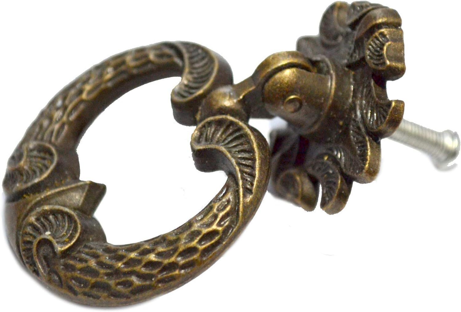 4 Pcs Bronze Drawer Ring Pulls Vintage Decorative Handles Antique Single Hole Kn