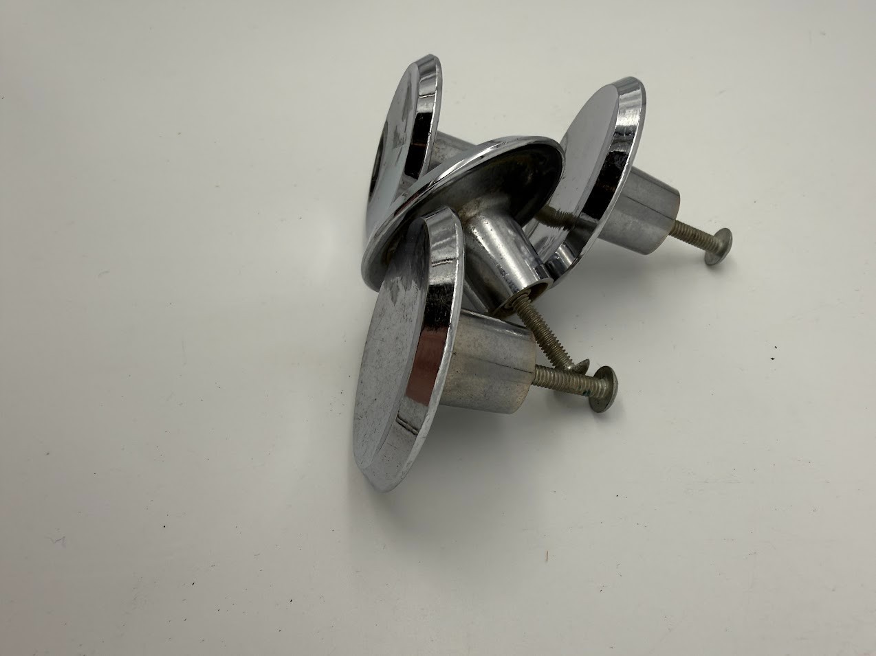 Vintage Chrome Cabinet Drawer Pull Knobs Mid Century 1. 5″ Diameter Lot Set 4