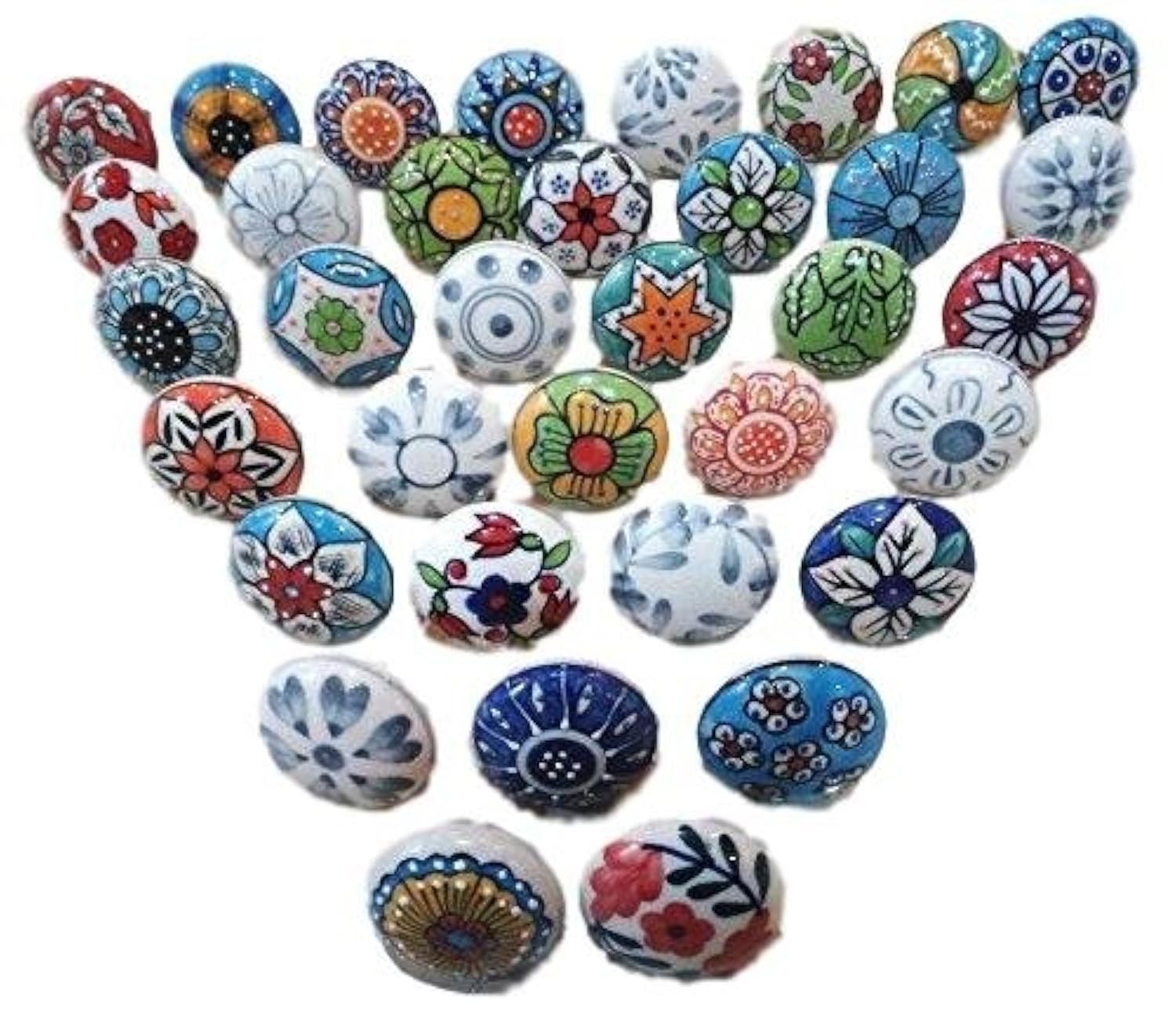 20 Vintage Flower Ceramic Knobs – Decorative Door Handle Cabinet Drawer Pulls