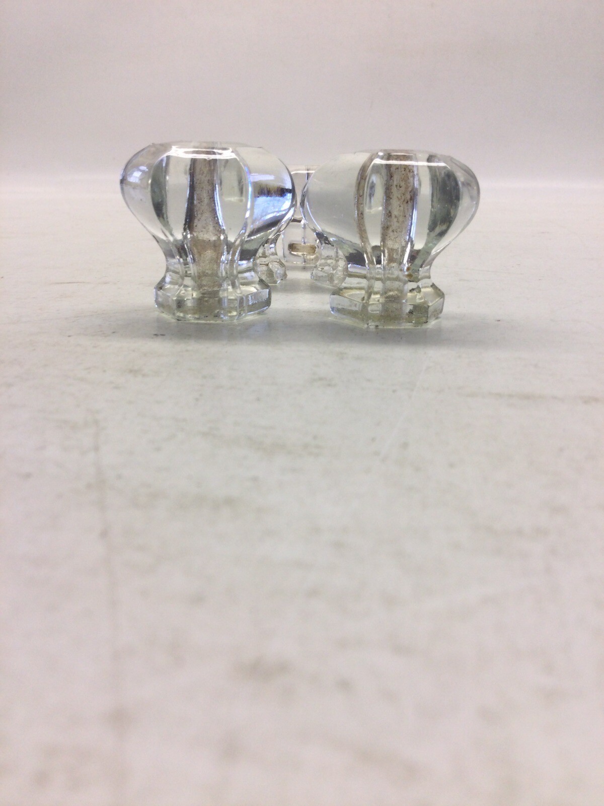 5) Antique Hexagon Glass Drawer Knob Pulls, Two Pairs, One Single