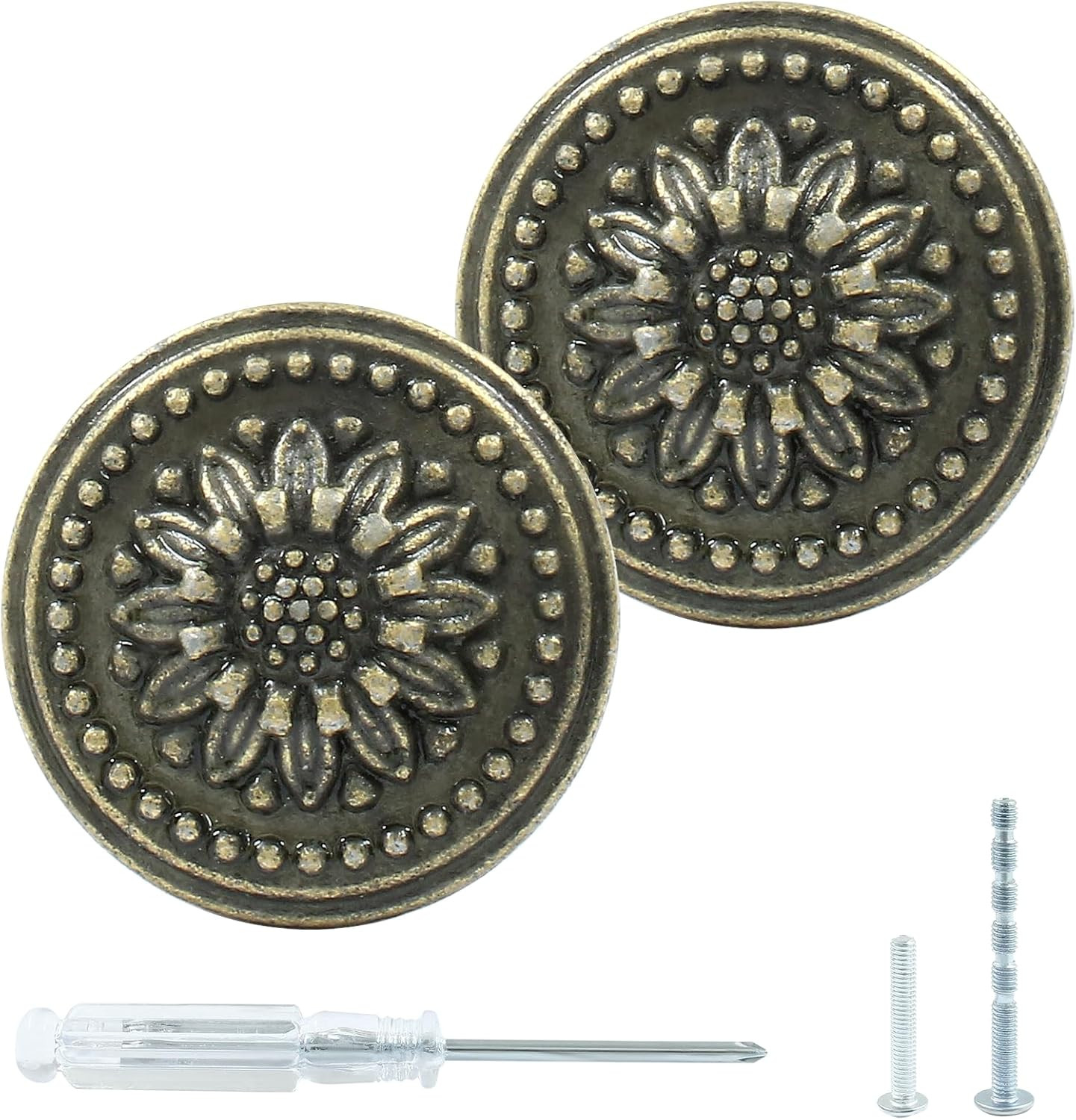 2 Pcs Antique Bronze Cabinet knobs, Mid Century Dresser Knobs Vintage Drawer Kno
