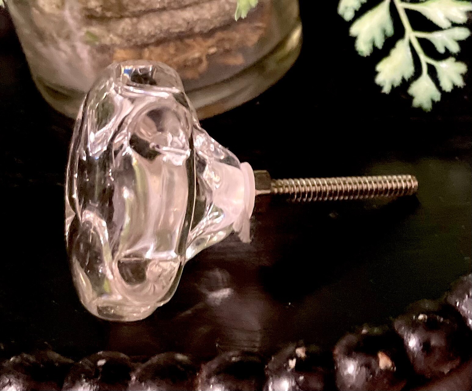 1; VINTAGE HOLLYWOOD REGENCY CRYSTAL clear GLASS DRAWER CABINET KNOBS HANDLES
