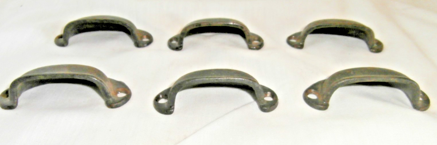 STEEL DRAWER PULLS VINTAGE STORE QUALITY – CUP STYLE BASIC BLACK – SET OF SIX
