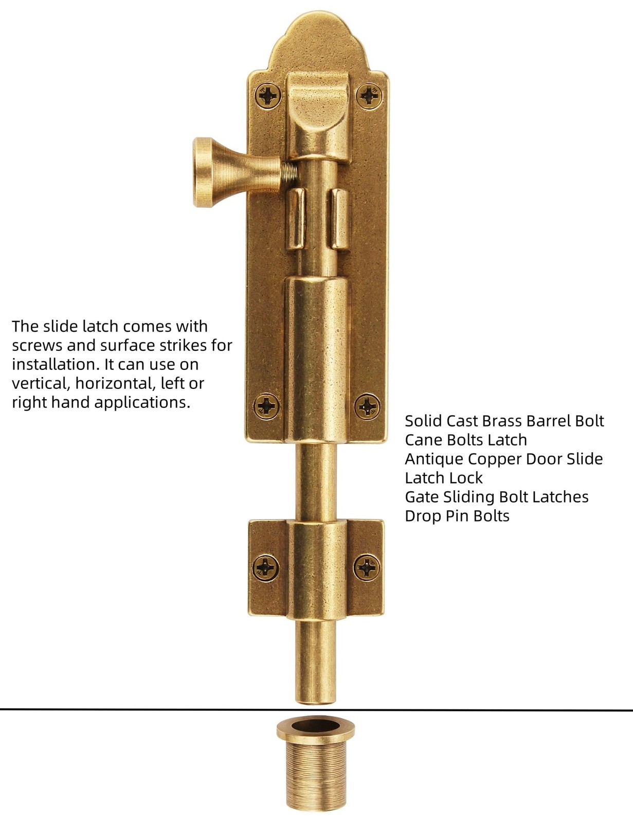 Antique Copper Barrel Bolt Buckle Heavy Duty,Vintage Solid Brass Thickened Do…
