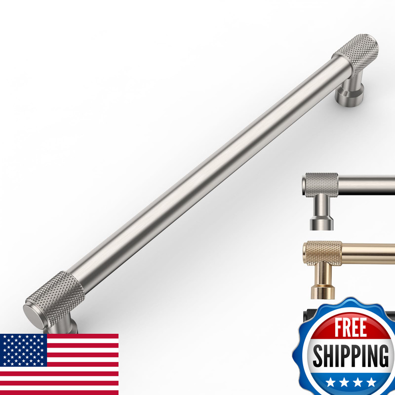 9Build 10 Pack Knurled Cabinet Pulls 7.5 Inch Brushed Satin Nickel Kitchen