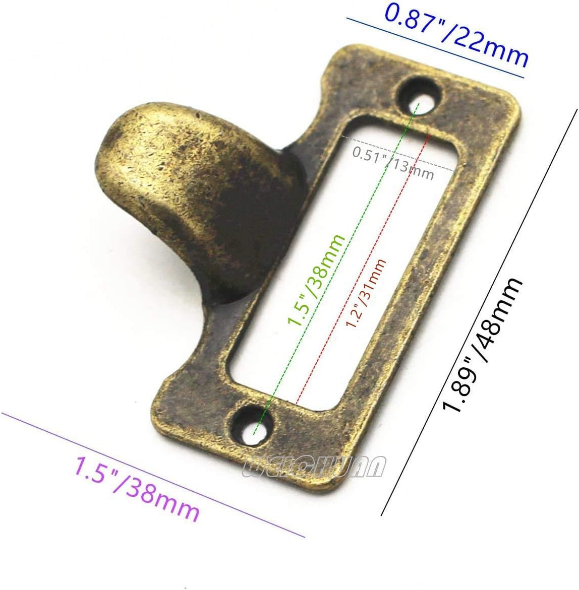 WEICHUAN 30-Pack Zinc Alloy Antique Bronze Label Frame Drawer Pulls -Vintage Ind