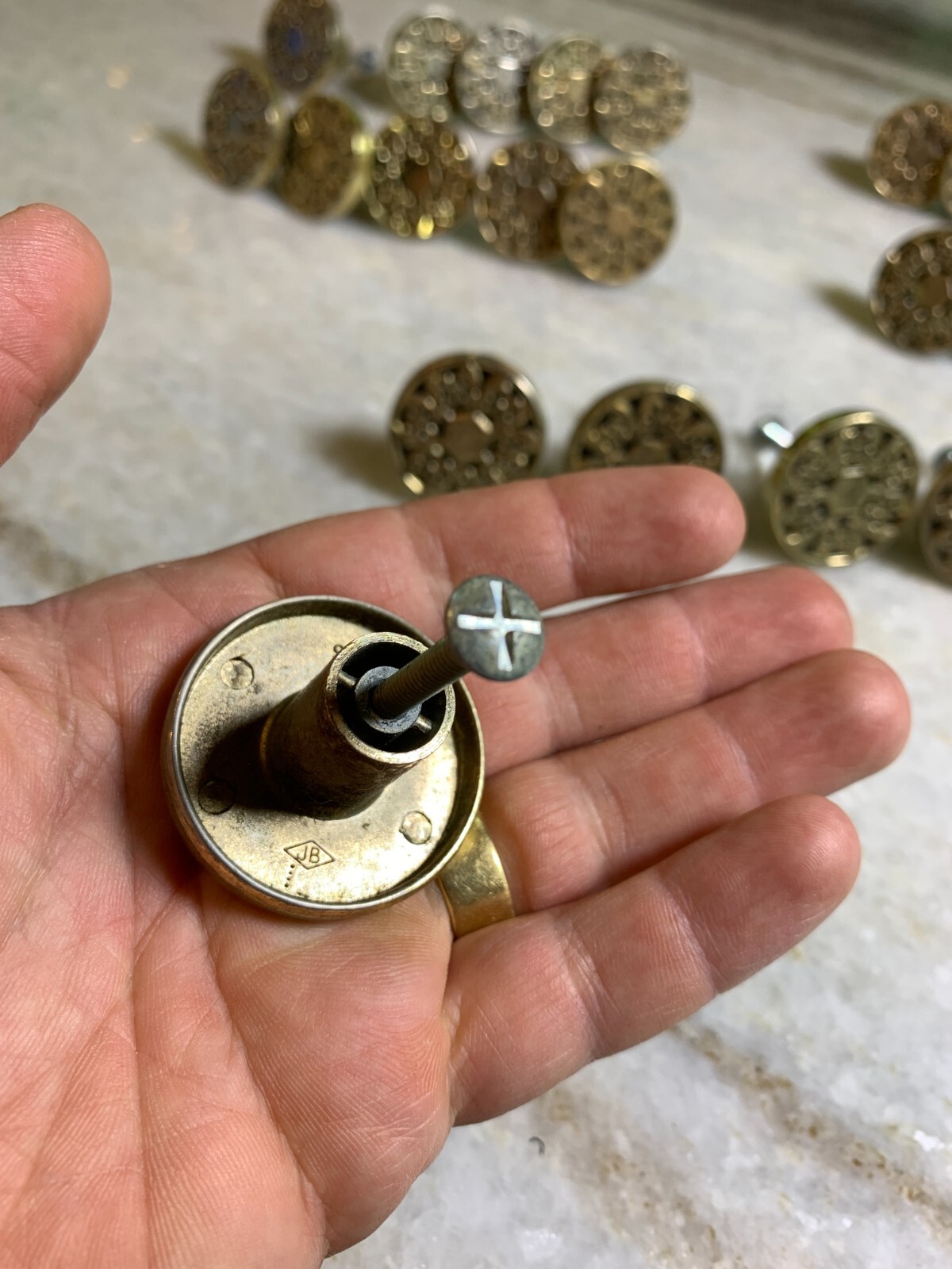 Vintage Mid Century 1960s 60s 1970s 70s Gold Enamel Drawer Knob Pull Knobs Pulls