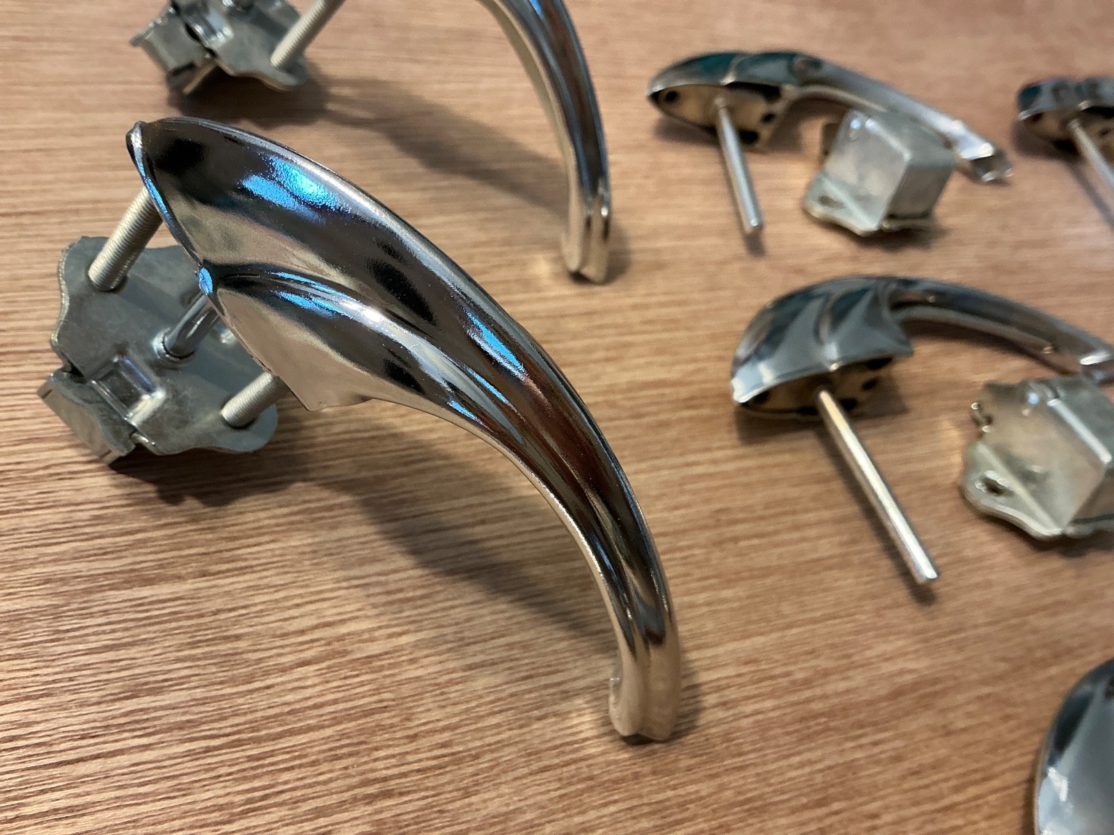13 Vintage Mid Century Chrome Kitchen Bathroom Cabinet Door Latch Pull Handle