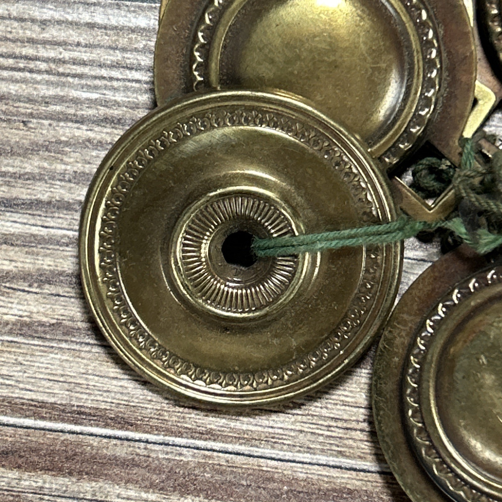 Vintage Brass Rope Edge Hepplewhite Drawer Pull Rosette Lot Keller Brass Co 1950