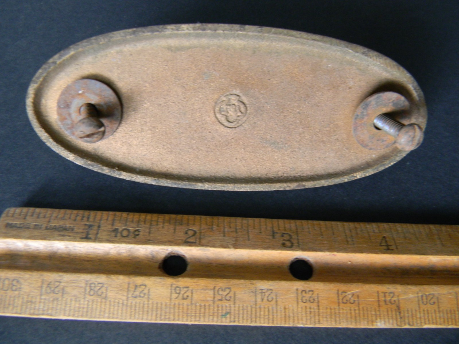 Vintage Antique Solid Brass Dresser Drawer Pull Back Plate Missing Handle
