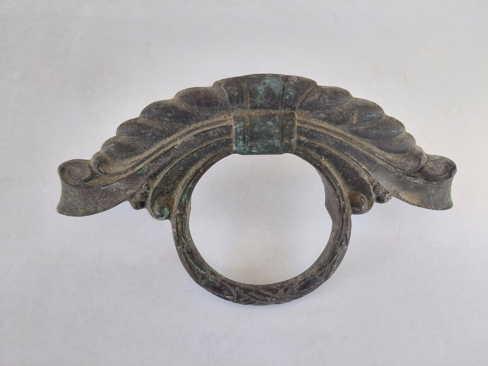 Vintage Drawer Door Pull Brass Art Nouveau Ornate 5.25″ Round Circle Keeler