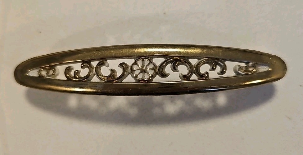 6 Vintage NOS Ajax Drawer Pulls Handles Gold White Center Flower Hardware 987