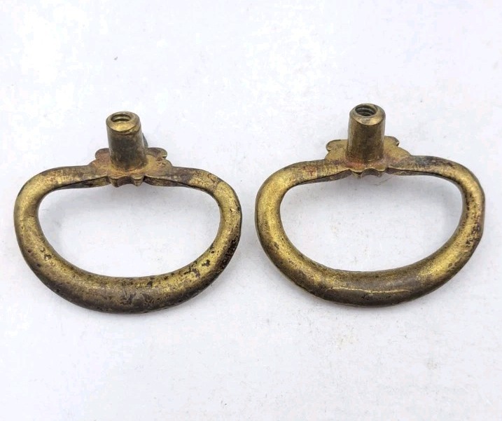 Antique Ring Drawer Pulls Door Dresser Cabinet Old Vintage Brass Hardware