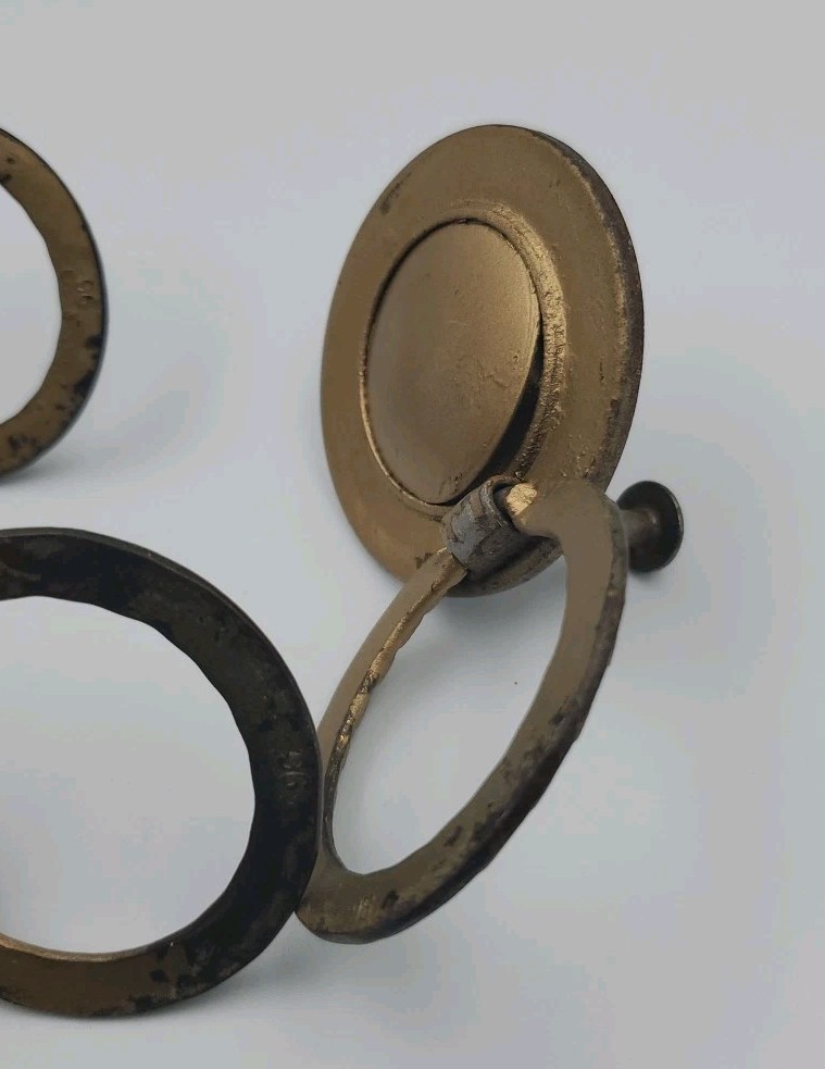 Metal Drawer Ring Pull Knobs Reclaimed Salvage 2 Sizes Lot Of 8