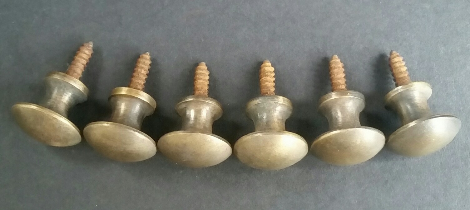 6 Solid Brass Stacking Barrister Bookcase 5/8″ Round Knobs Pulls Handles #K2