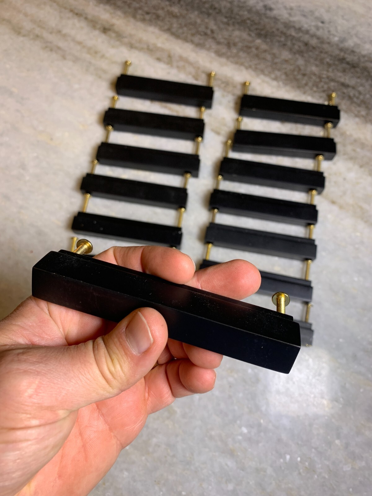 14 Heavy Duty Solid Brass Black Square Rectangle Rectangular Bar Knobs Pulls