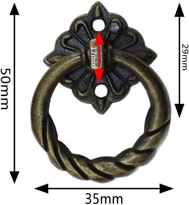 LXZ 10 Pcs Vintage Antique Brass Ring Pulls Handles for Cabinet Drawer
