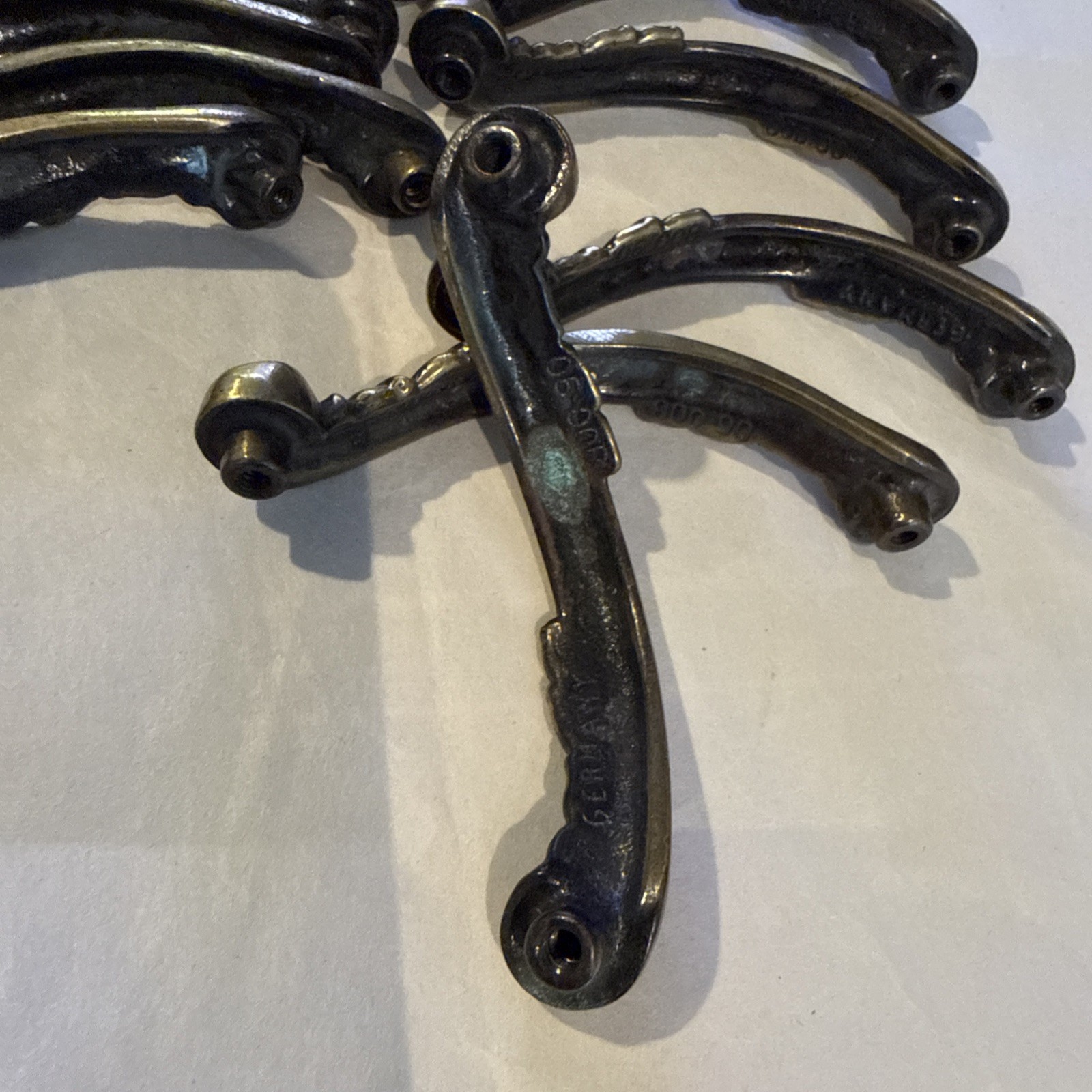 Lot Of 13 Vintage Brass Furniture Handles – 3 1/2” – Germany