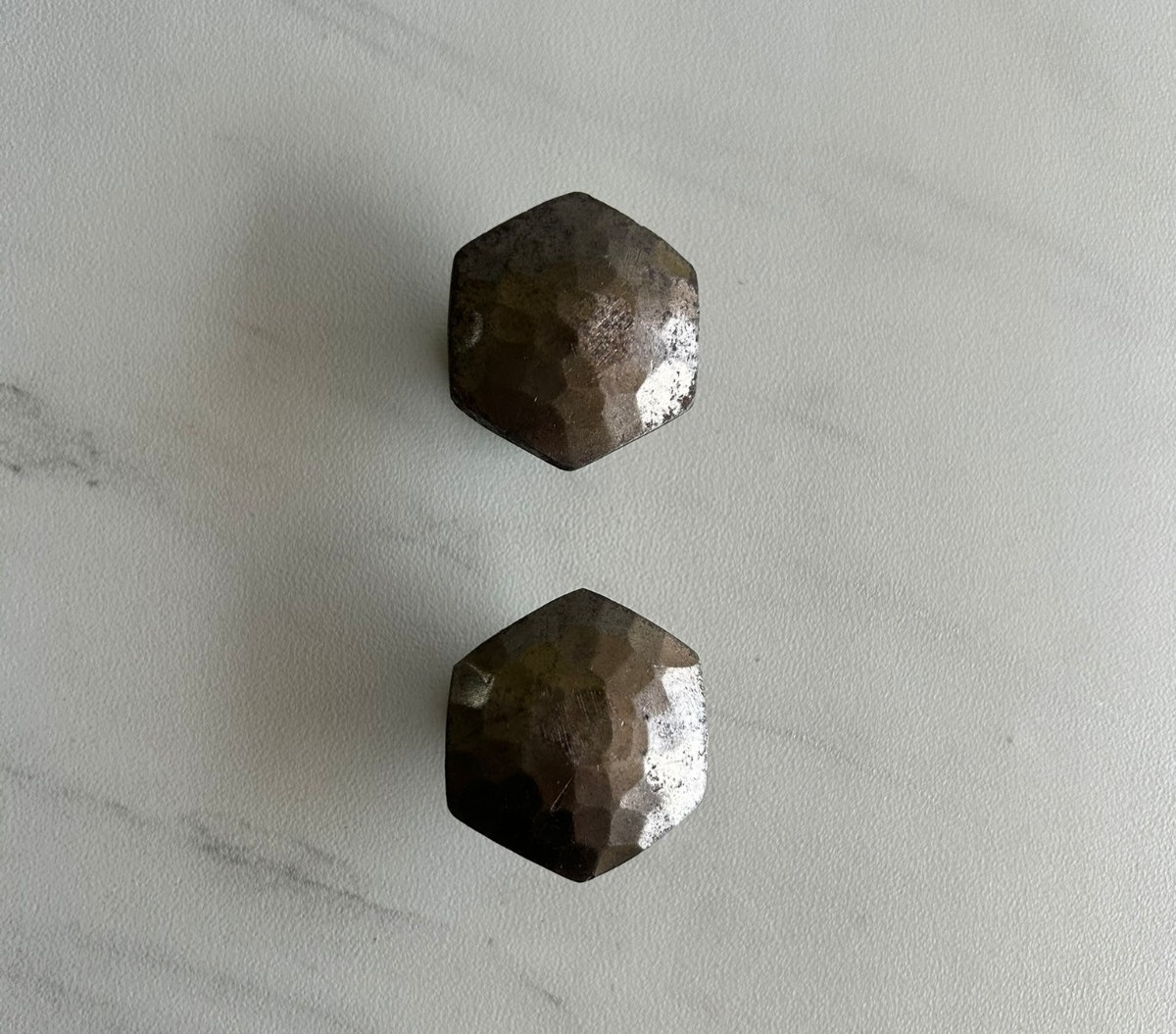 Vintage Cast Iron Hexagon Shape Self Design Cabinet Drawer Knob Pull Handles 2x