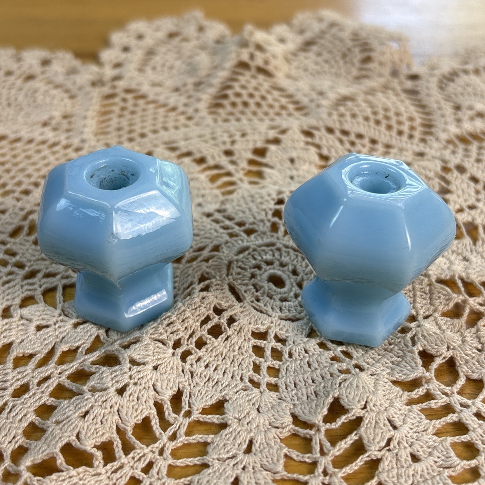 UNUSUAL RARE ROBIN BLUE ART DECO GLASS PULL ANTIQUE