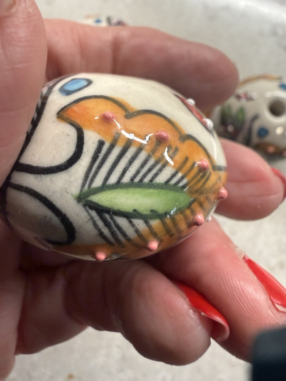 6 Round Ceramic Hand Painted Floral Theme Drawer Pulls Without Hardware READ