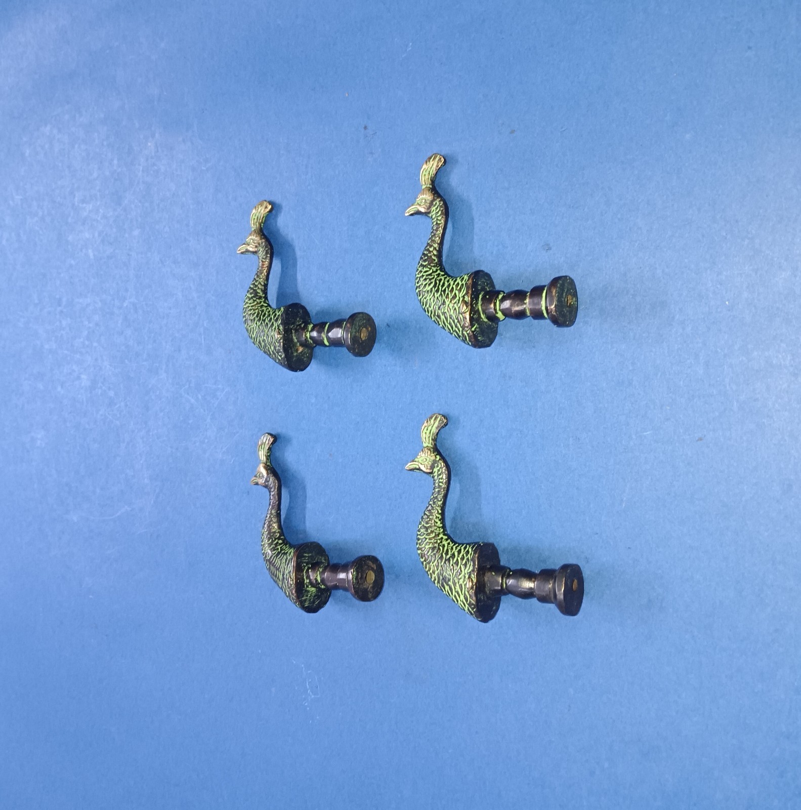 Turkey Bird Head Design Drawer Knob Brass Peacock Pull Set of 04 Pieces GTX