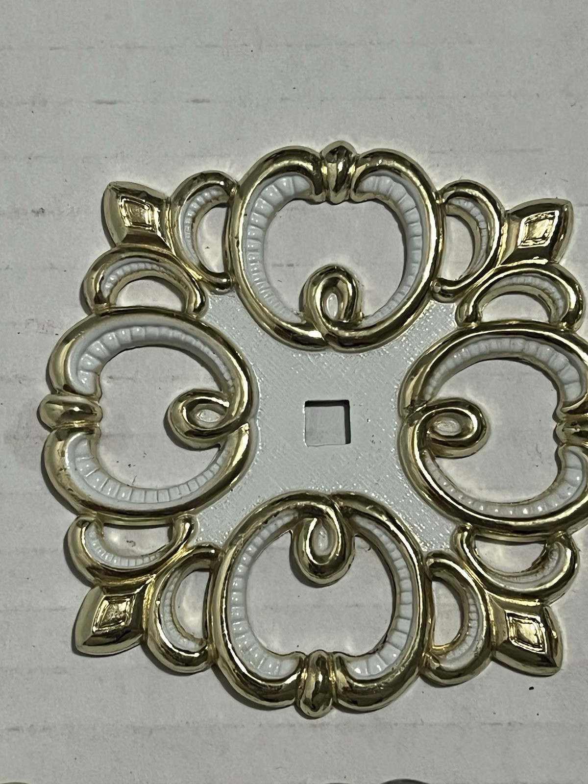 Lot of Vintage Of Floral French Provincial Drawer Knobs Pulls White Brass 1960s