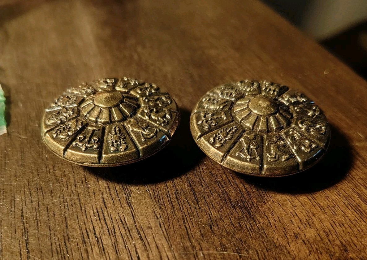 2 1-1/2in. Ajax Zodiac Knob Brass Vintage Mid Century Dresser Drawer Pull MCM