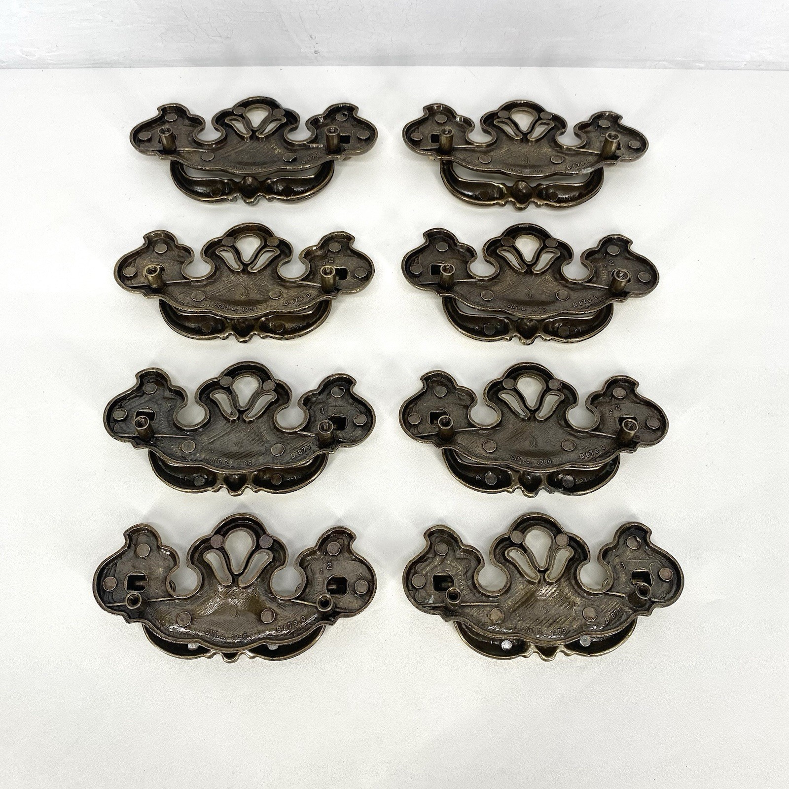 Vintage Gold Ornate Chippendale Batwing Drawer Handles Set Of 8 Art Nouveau