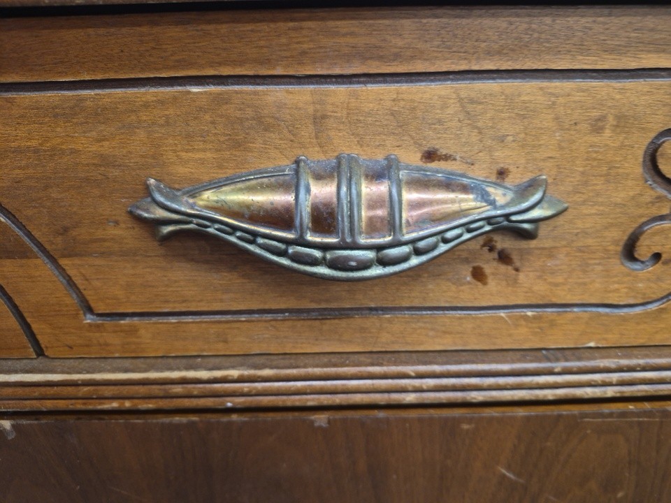 Antique 1920s/30s Vintage Art Deco Metal Handles Drawer Pulls Lot Set of 4