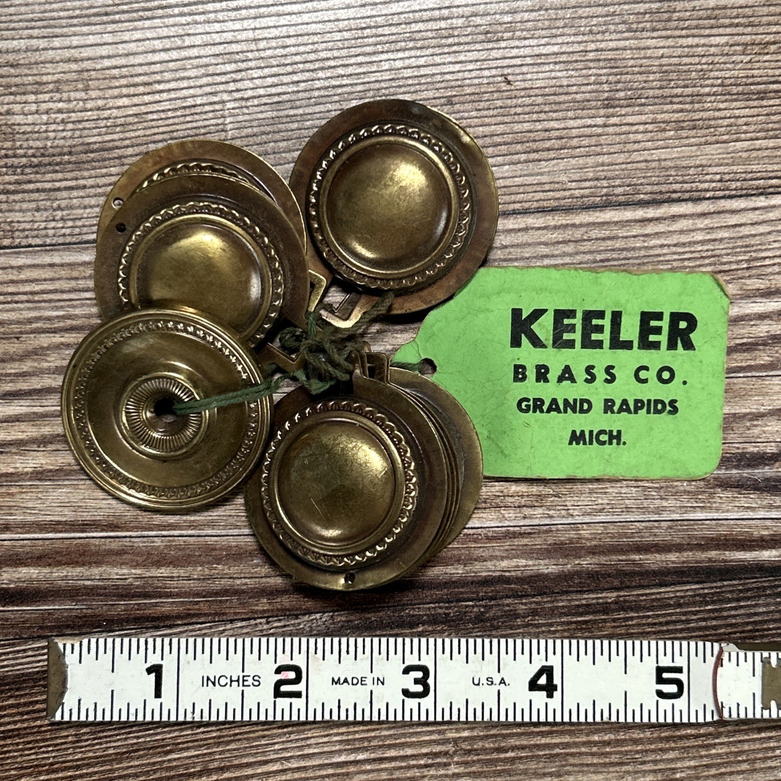 Vintage Brass Rope Edge Hepplewhite Drawer Pull Rosette Lot Keller Brass Co 1950