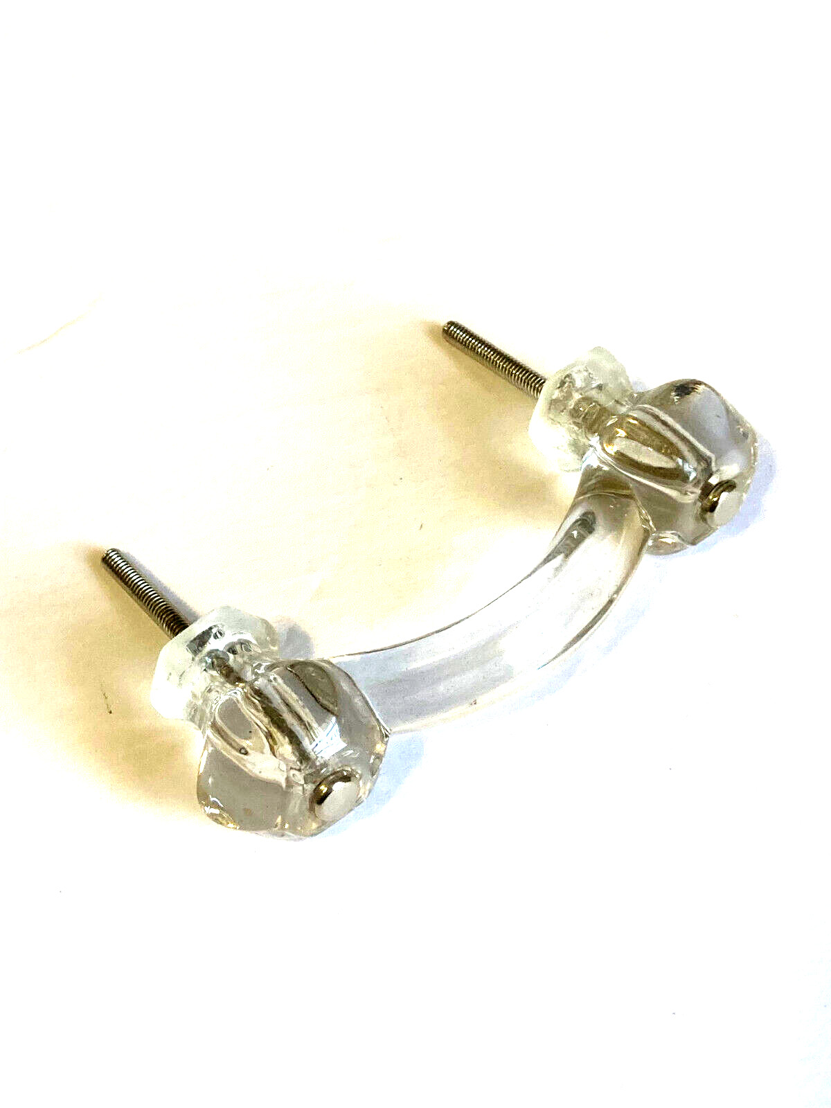 Vintage Glass drawer handle Bridge Hexagon 3″ Center