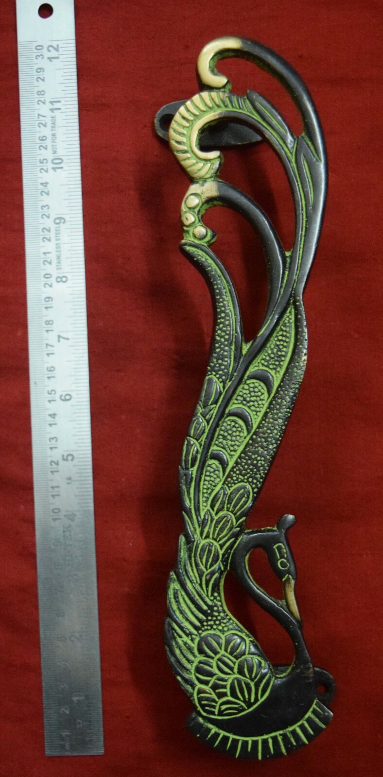 Peafowl Bird Shape Door Handle Brass Handmade Home Door Decor Peacock Gift VR246