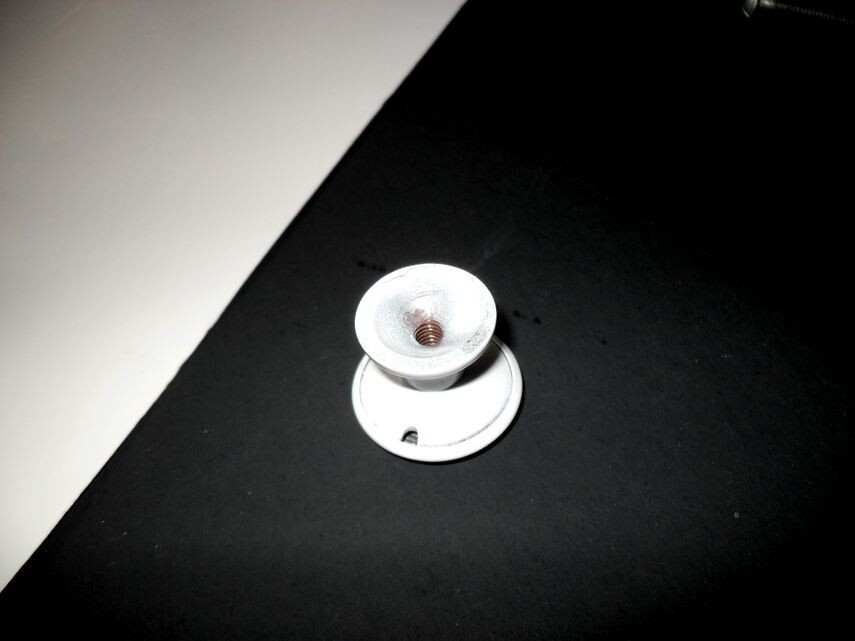 One Vintage Nos White Enamel Metal Drawer/Cabinet Knob Black Concentric Circles