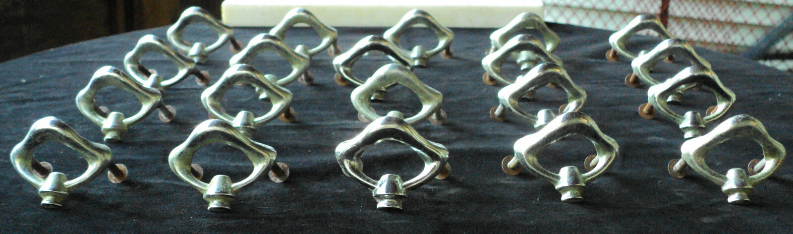 Lot Of 20 Antique Vintage Chrome Mid Century Modern Drawer Pulls