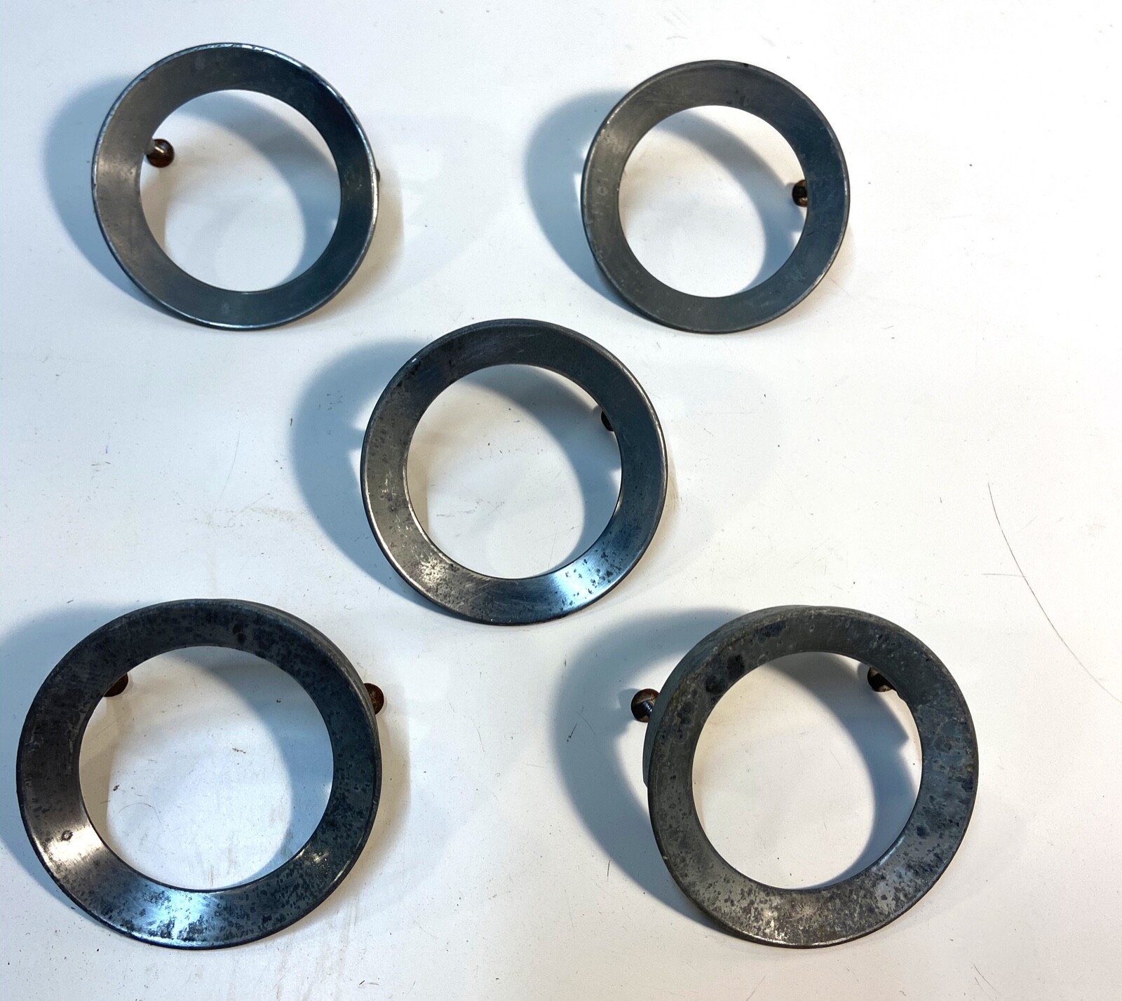 5 Vintage Unusual Drawer Pulls Mid century Modern Aluminum 3 1/2″