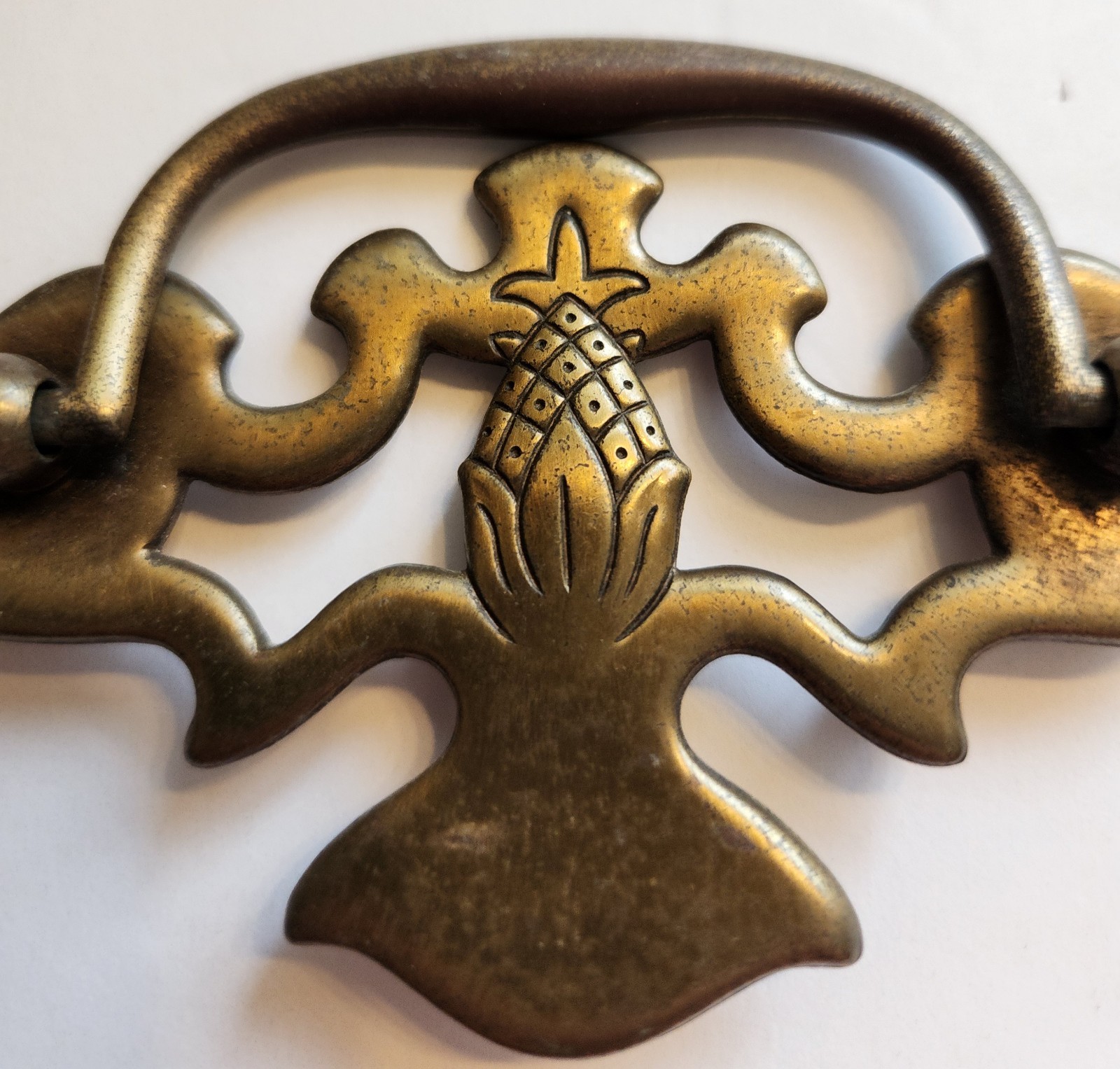 Vintage Chippendale Bat Wing Zinc/Brass Drop Bail Drawer Pull Handle 3.5″ Center
