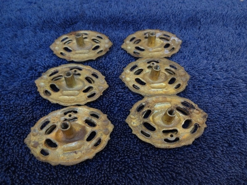 Vintage KBC Cast Brass Ornate Drop Bail Drawer Pulls Set of 6- 2in. x 1.25in.