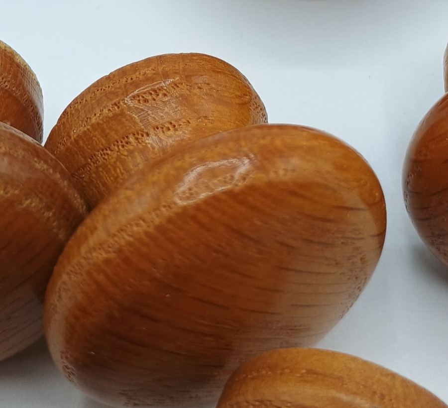 10 Vintage Round Wood Oak Mushroom Drawer Pull Knobs 1.5″