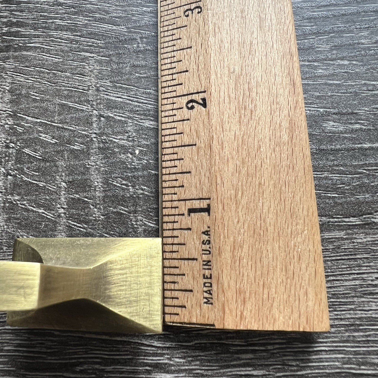 Set Of 6 Vintage Geometric Brass Angular Cabinet Pulls 4-1/16”CC