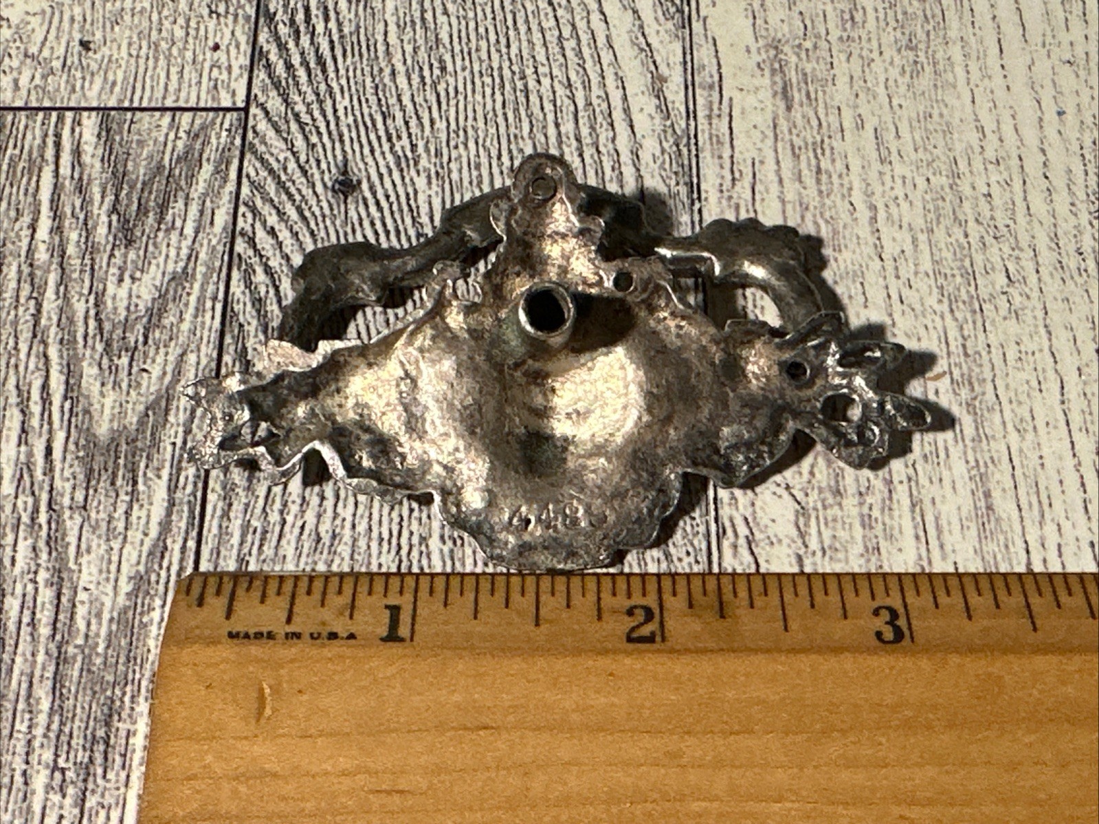 Vintage Ornate Solid Brass Antiqued Silver Drop Bail Drawer Pull Victorian Style