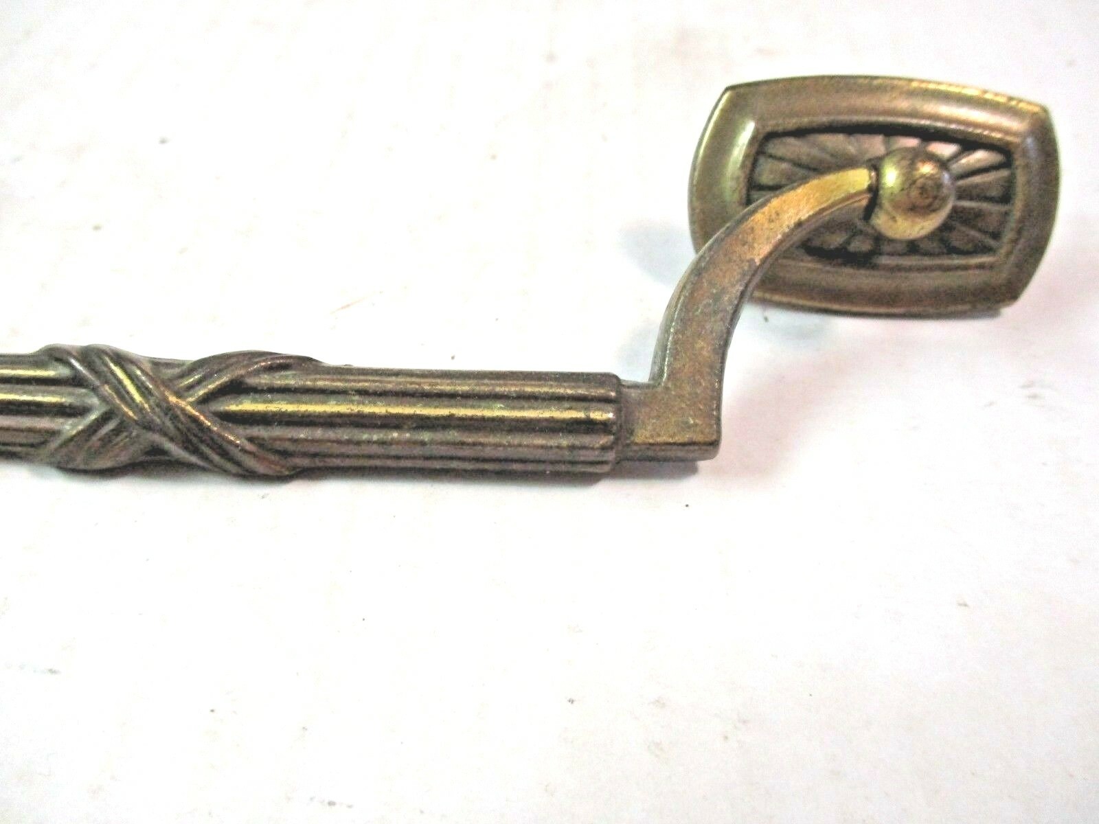 Art Deco 1900s Drawer Drop Bail Pull Handle Aged Brass 5-1/4″ Centers 1 Antique