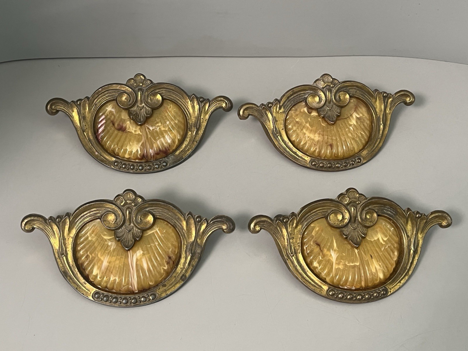Vintage (1930’s-1940’s) Keeler Art Deco Celluloid & Brass Original Drawer Pulls